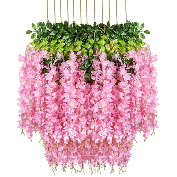 12Pcs Artificial Hanging Silk Garland Vine Flowers Garden Decoration