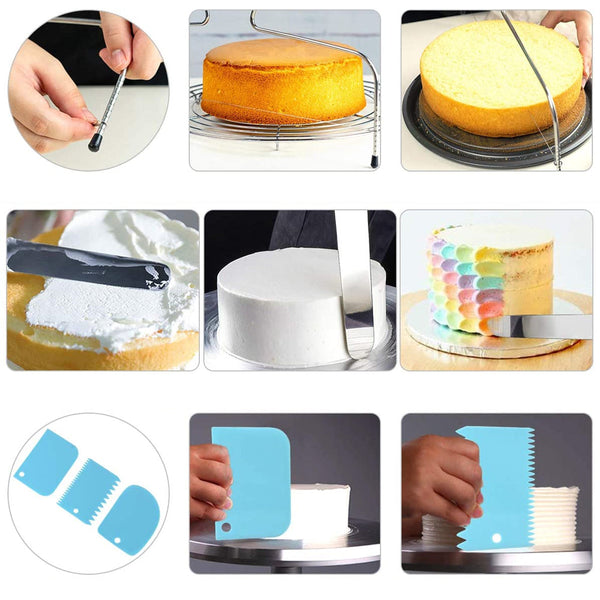 170Pcs Cake Decorating Kit Turntable Flower Piping Nozzles Other Decorating Tools