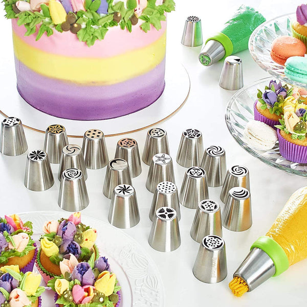 170Pcs Cake Decorating Kit Turntable Flower Piping Nozzles Other Decorating Tools