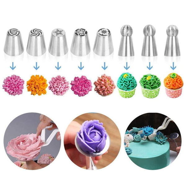 170Pcs Cake Decorating Kit Turntable Flower Piping Nozzles Other Decorating Tools
