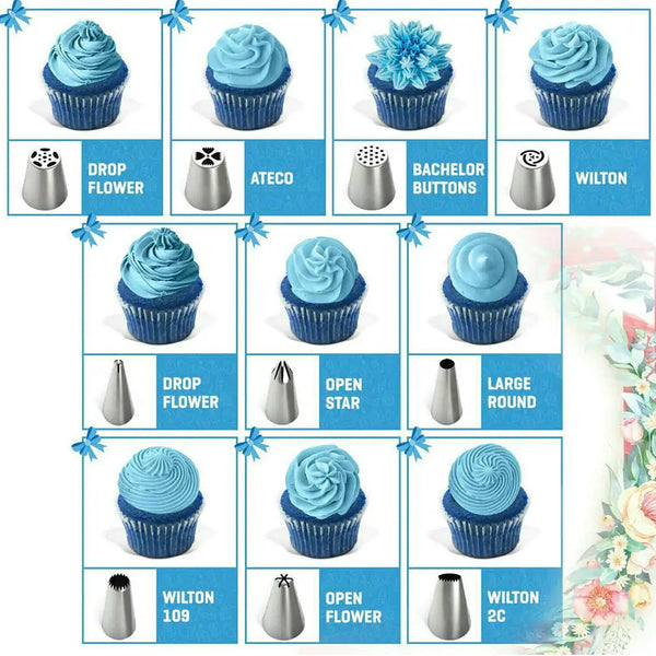 170Pcs Cake Decorating Kit Turntable Flower Piping Nozzles Other Decorating Tools