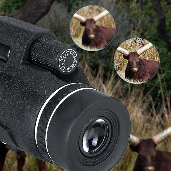 80X100 Hd Optical Monocular Telescope Phone Clip Tripod Telescopes