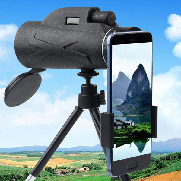 80X100 Hd Optical Monocular Telescope Phone Clip Tripod Telescopes