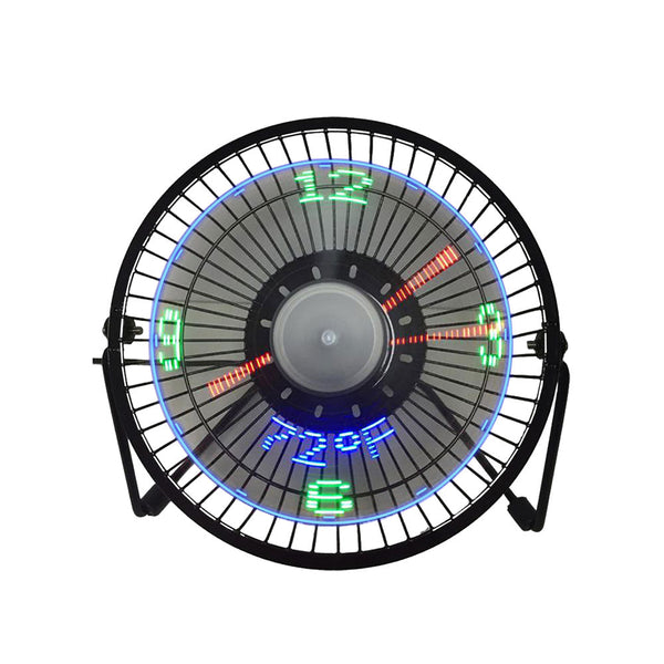 Mini Desk Fan Usb Powered Clock Temperature Display 14.8 Inch X 16 8Cm Alloy Steel Portable Fans