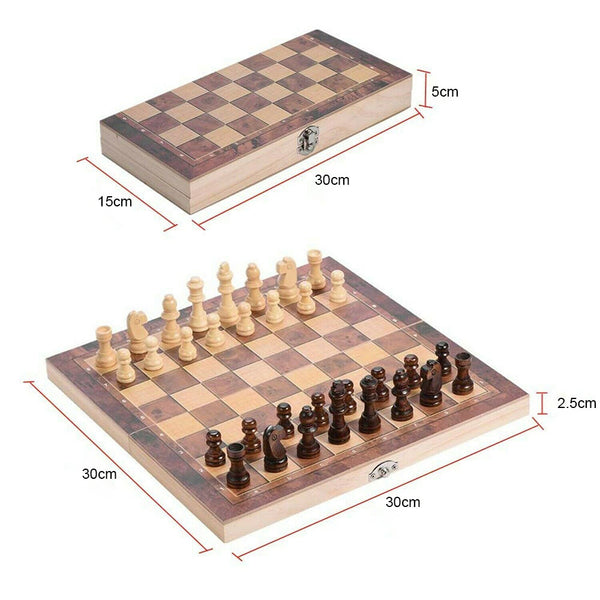 3 In 1 Large Folding Chessboard Checkers Gaming Set Contemporary Chess