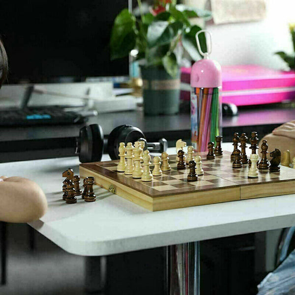 3 In 1 Large Folding Chessboard Checkers Gaming Set Contemporary Chess
