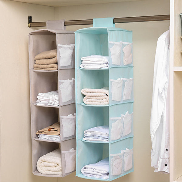 4 Layers Hanging Cube Closet Wardrobe Organiser Side Storage Closet Organisers