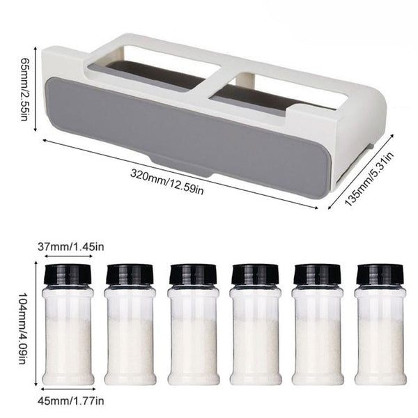 Under Shelf Spice Rack 6 Seasoning Bottles Kitchen Cabinet Organiser Spice Jars & Racks