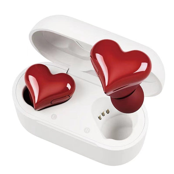 Wireless Bluetooth Heart Style Earphones Usb Rechargeable Earbuds