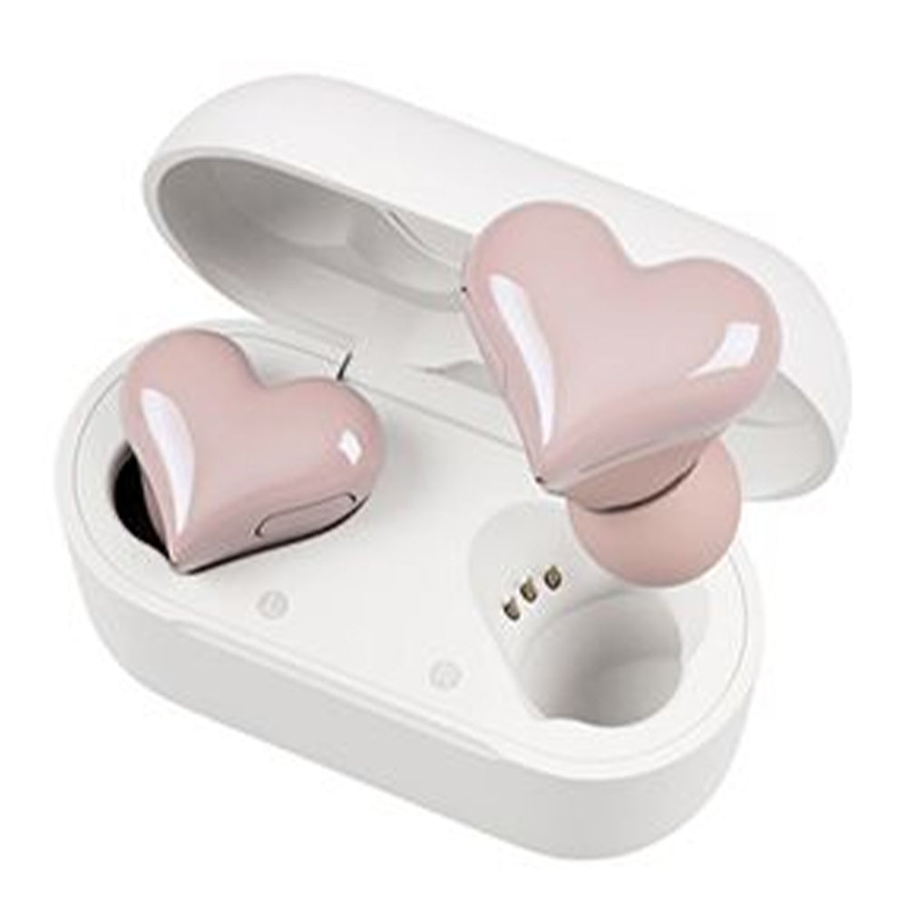 Wireless Bluetooth Heart Style Earphones Usb Rechargeable Earbuds