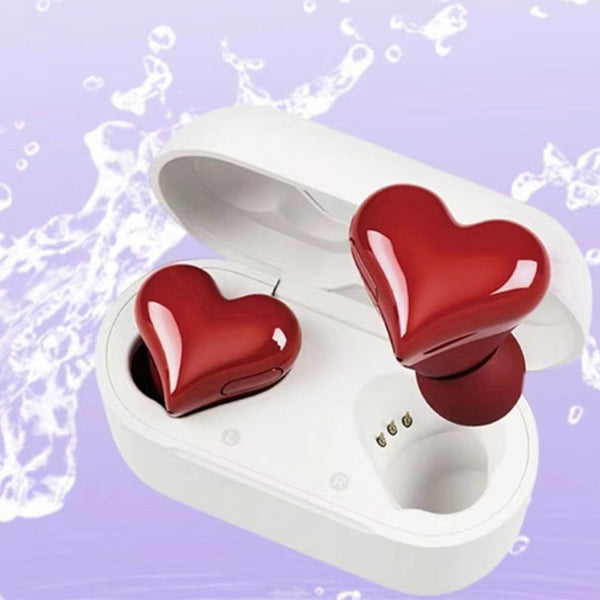 Wireless Bluetooth Heart Style Earphones Usb Rechargeable Earbuds