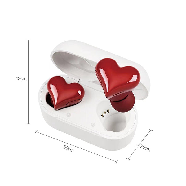 Wireless Bluetooth Heart Style Earphones Usb Rechargeable Earbuds