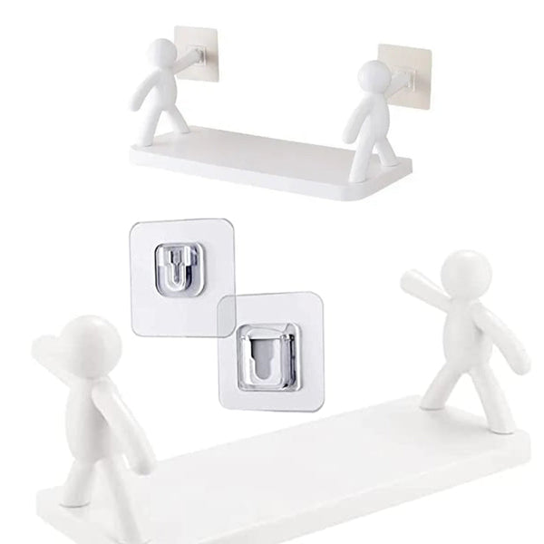 Wall Mounted Human Shaped Guardrail Hook Storage Rack For Organising Space Wall Shelves