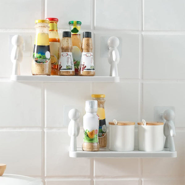 Wall Mounted Human Shaped Guardrail Hook Storage Rack For Organising Space Wall Shelves