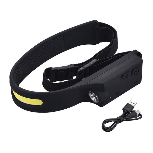 Cob Led Sensor Headlamp With 5 Lighting Modes Usb Rechargeable 1200Mah Battery Head Torches