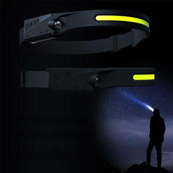 Cob Led Sensor Headlamp With 5 Lighting Modes Usb Rechargeable 1200Mah Battery Head Torches