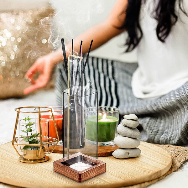 Inverted Vertical Incense Stick Holder Glass Bottle Aromatherapy