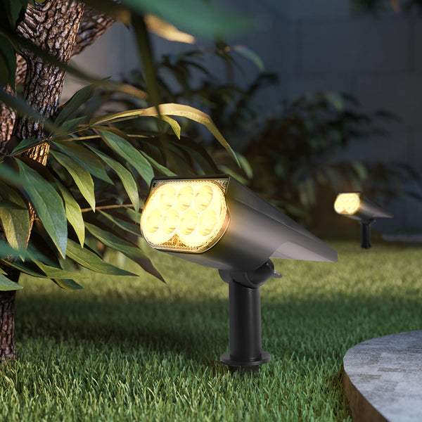 Lumiro 2 Pack Solar Spotlight Ground Plug Lights Head Warm Black Landscape & Walkway Lights