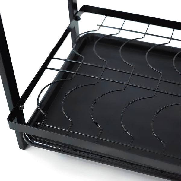 Storfex 2 Layer Dish Drying Rack For Kitchen | Black Steel Material