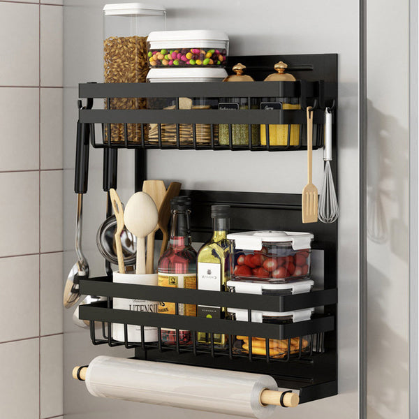 Storfex 2 Layer Magnetic Spice Rack Refrigerator Shelf Kitchen Spices Spice Jars & Racks