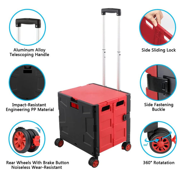 Storfex Foldable Shopping Utility Cart With 360 Rotate Wheel