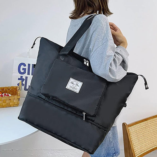 Large Capacity Collapsible Travel Bag With Dry And Wet Compartment Duffle Bags