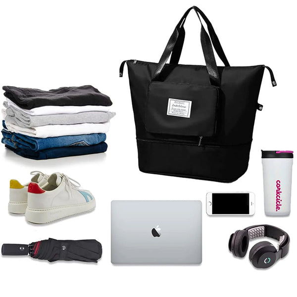 Large Capacity Collapsible Travel Bag With Dry And Wet Compartment Duffle Bags