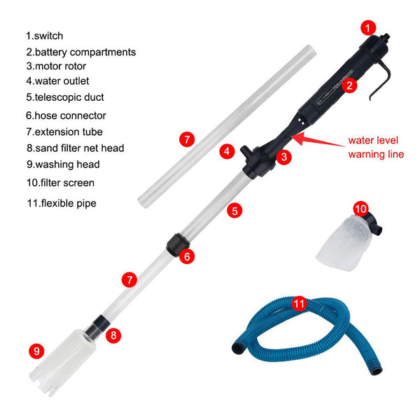 Fish Tank Cleaner Electric Gravel Vacuum Siphon Kit Battery Powered Cleaning & Maintenance