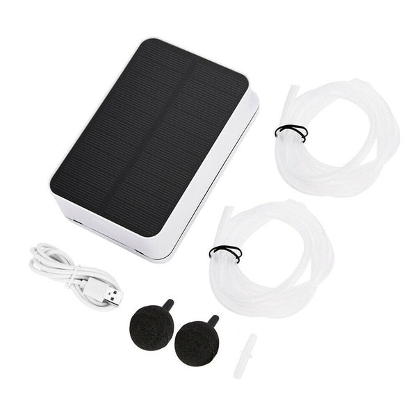 Solar Powered Pool Fish Tank Aquarium Oxygenator Air Pump Aerator Kit Air Pumps