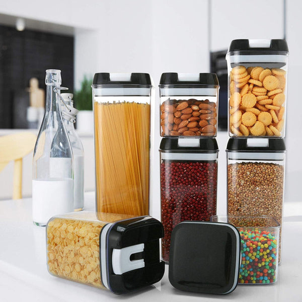 Pack Of 7 Plastic Food Storage Organizing Container With Airtight Lids Food Storage Containers