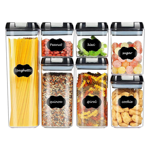 Pack Of 7 Plastic Food Storage Organizing Container With Airtight Lids