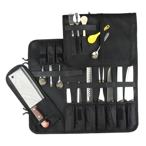 16 Slots Chef Knife Bag Roll Carry Case Straps Knife Blocks & Storage