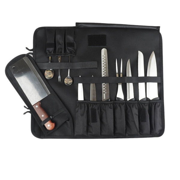 16 Slots Chef Knife Bag Roll Carry Case Straps Knife Blocks & Storage