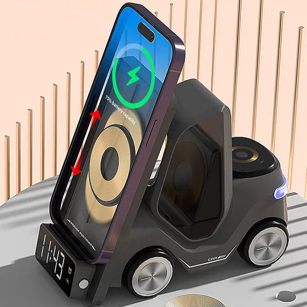 3 In 1 Fast Charging Wireless Charger With Digital Clock Display Type C Plugged In Chargers & Cradles