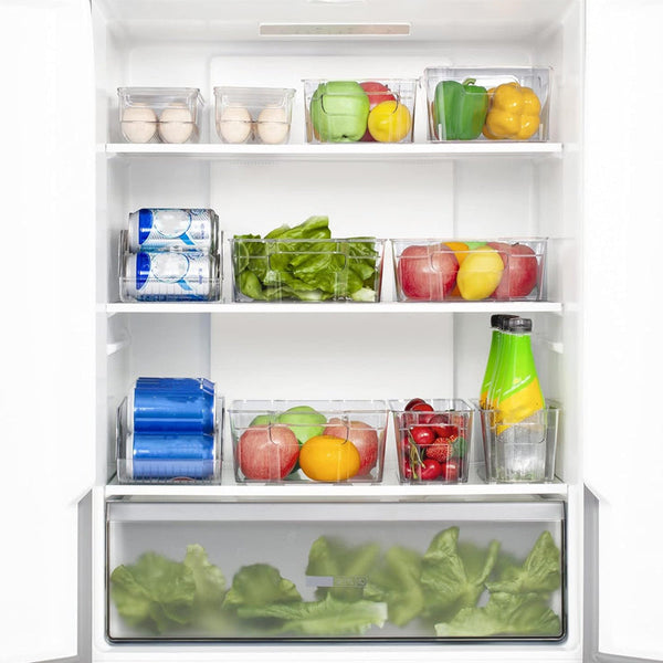 Pack Of 6 Acrylic Stackable Clear Plastic Storage Bin For Refrigerator Food Storage Containers