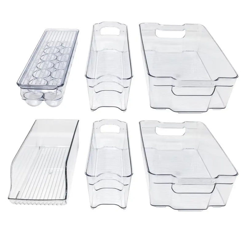 Pack Of 6 Acrylic Stackable Clear Plastic Storage Bin For Refrigerator Food Storage Containers