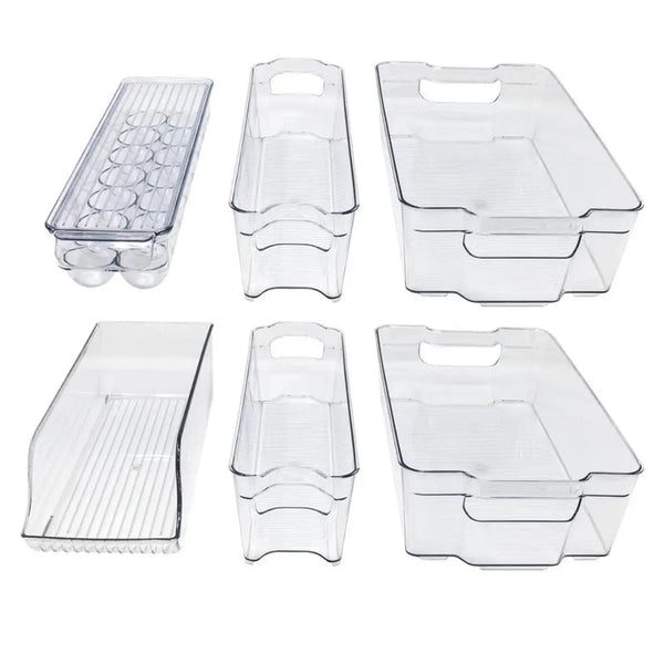 Pack Of 6 Acrylic Stackable Clear Plastic Storage Bin For Refrigerator Food Storage Containers