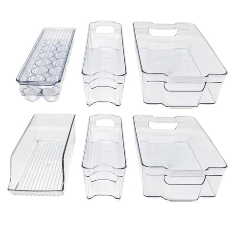 Pack Of 6 Acrylic Stackable Clear Plastic Storage Bin For Refrigerator Food Storage Containers