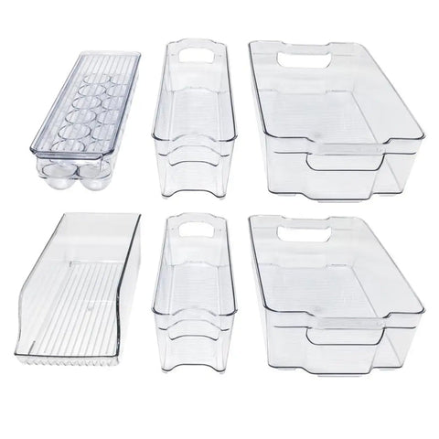 Pack Of 6 Acrylic Stackable Clear Plastic Storage Bin For Refrigerator