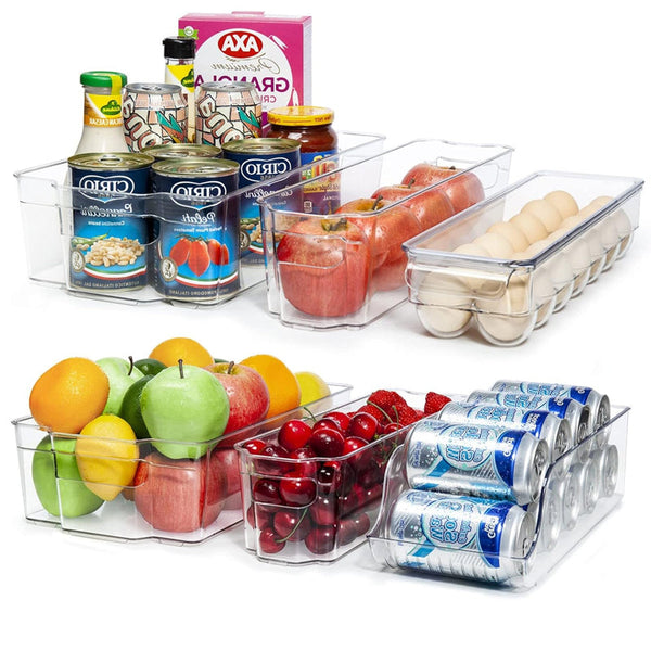 Pack Of 6 Acrylic Stackable Clear Plastic Storage Bin For Refrigerator Food Storage Containers