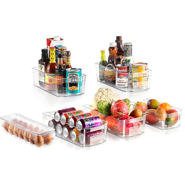 Pack Of 6 Acrylic Stackable Clear Plastic Storage Bin For Refrigerator Food Storage Containers