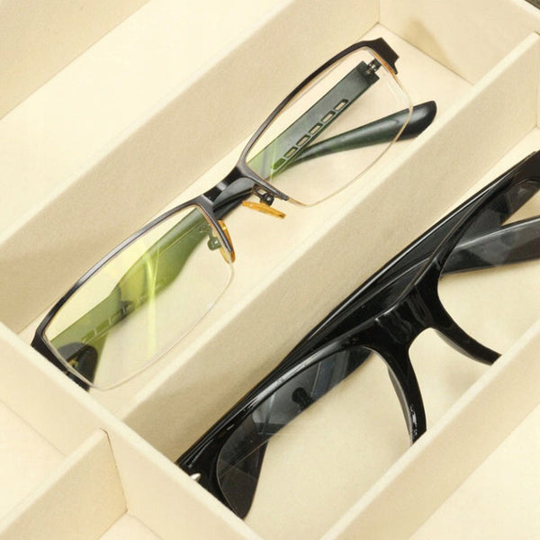8 Slot Eyeglasses Collection Box Eyewear Jewelry Display Organizer Eyeglass Cases & Storage