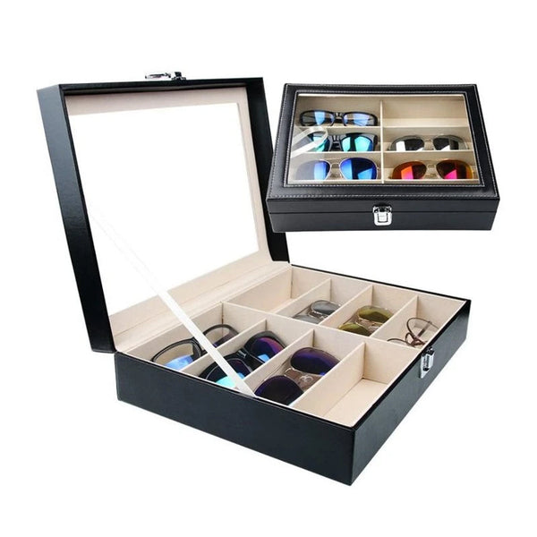 8 Slot Eyeglasses Collection Box Eyewear Jewelry Display Organizer Eyeglass Cases & Storage