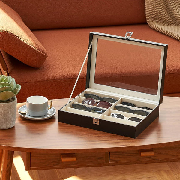 8 Slot Eyeglasses Collection Box Eyewear Jewelry Display Organizer Eyeglass Cases & Storage