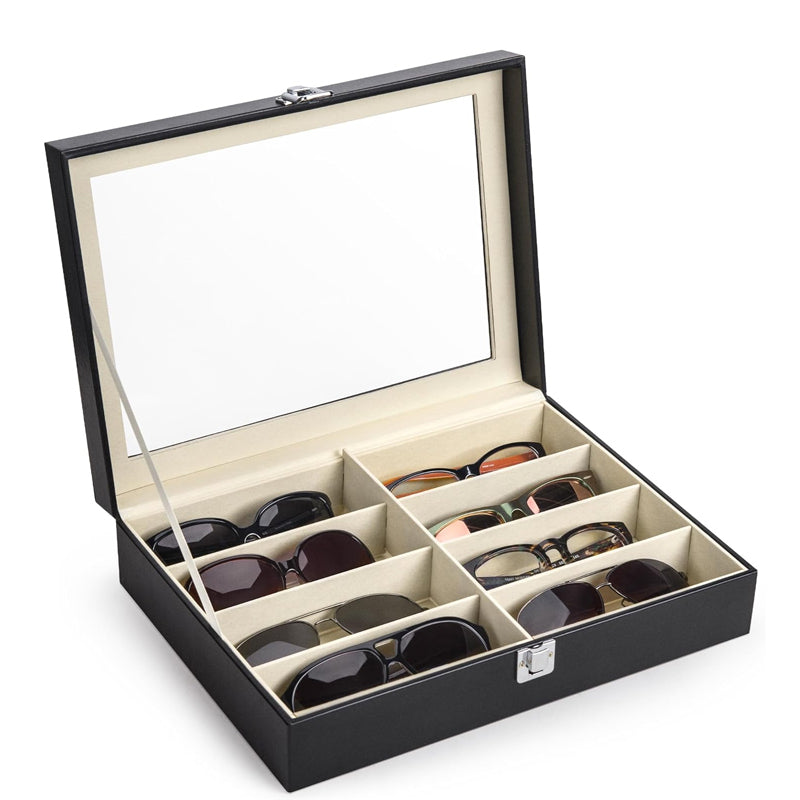 8 Slot Eyeglasses Collection Box Eyewear Jewelry Display Organizer Eyeglass Cases & Storage