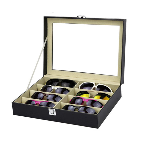 8 Slot Eyeglasses Collection Box Eyewear Jewelry Display Organizer Eyeglass Cases & Storage