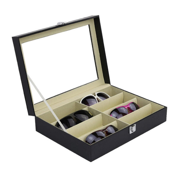 8 Slot Eyeglasses Collection Box Eyewear Jewelry Display Organizer Eyeglass Cases & Storage