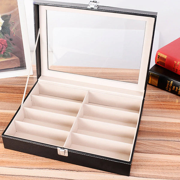 8 Slot Eyeglasses Collection Box Eyewear Jewelry Display Organizer Eyeglass Cases & Storage
