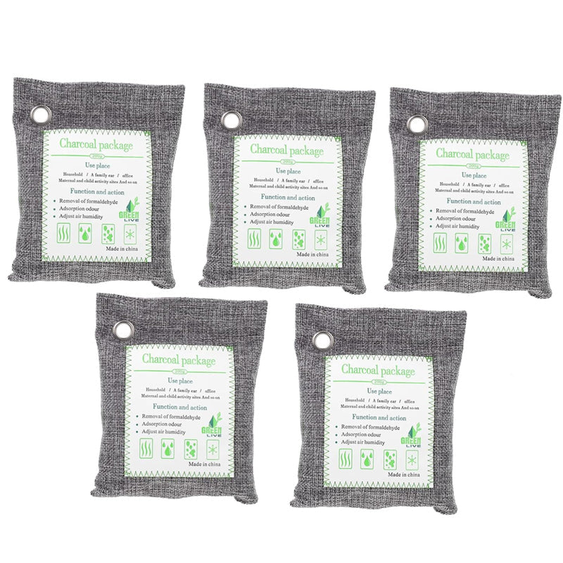 Pack Of 5 Activated Bamboo Charcoal Air Purifying Deodorizing Bags Air Purifiers