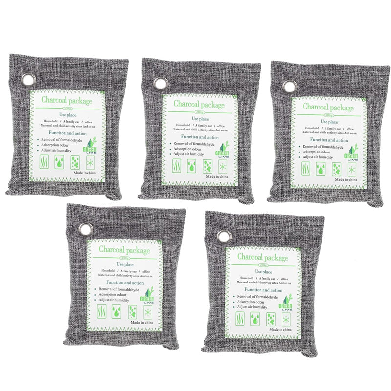 Pack Of 5 Activated Bamboo Charcoal Air Purifying Deodorizing Bags